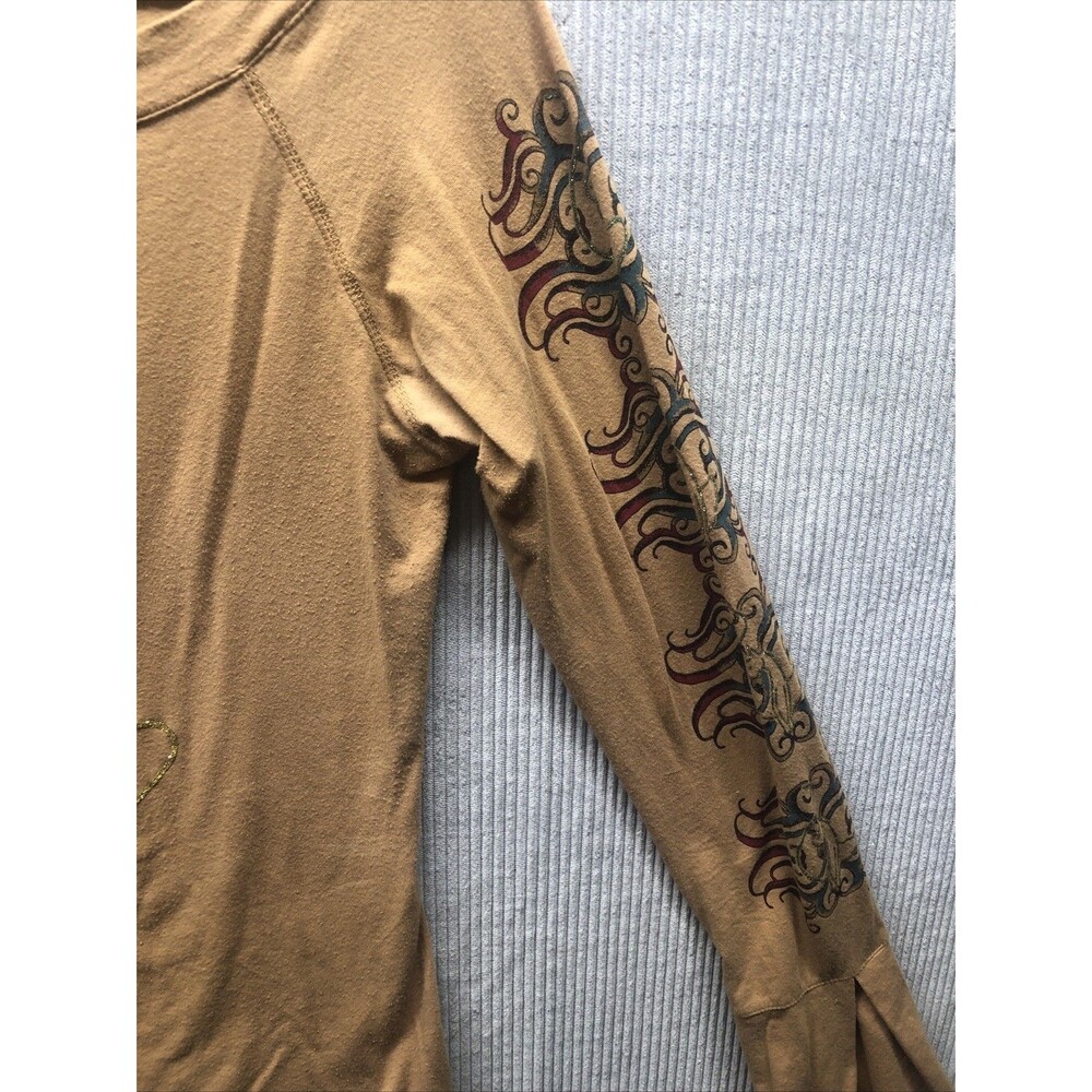 Vintage Baby Phat Top Size M Brown Graphic Flare Sleeve Y2K Throwback - Picture 3 of 16